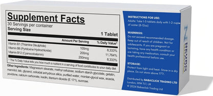 Neurobravo Vitamin B1, B6, B12 Tablets for – Helps reduce tiredness and fatigue – Image 3