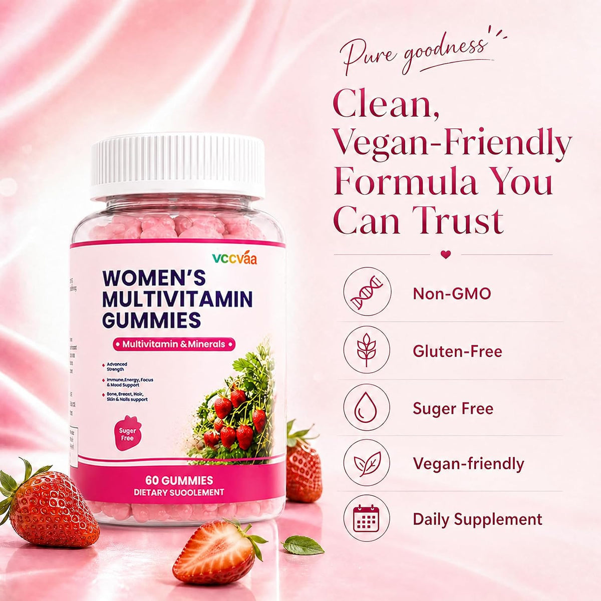 Vccvaa Sugar-free Multivitamin Gummies for – Vitamin E – Acts as an antioxidant, helping to protect cells from – Image 8