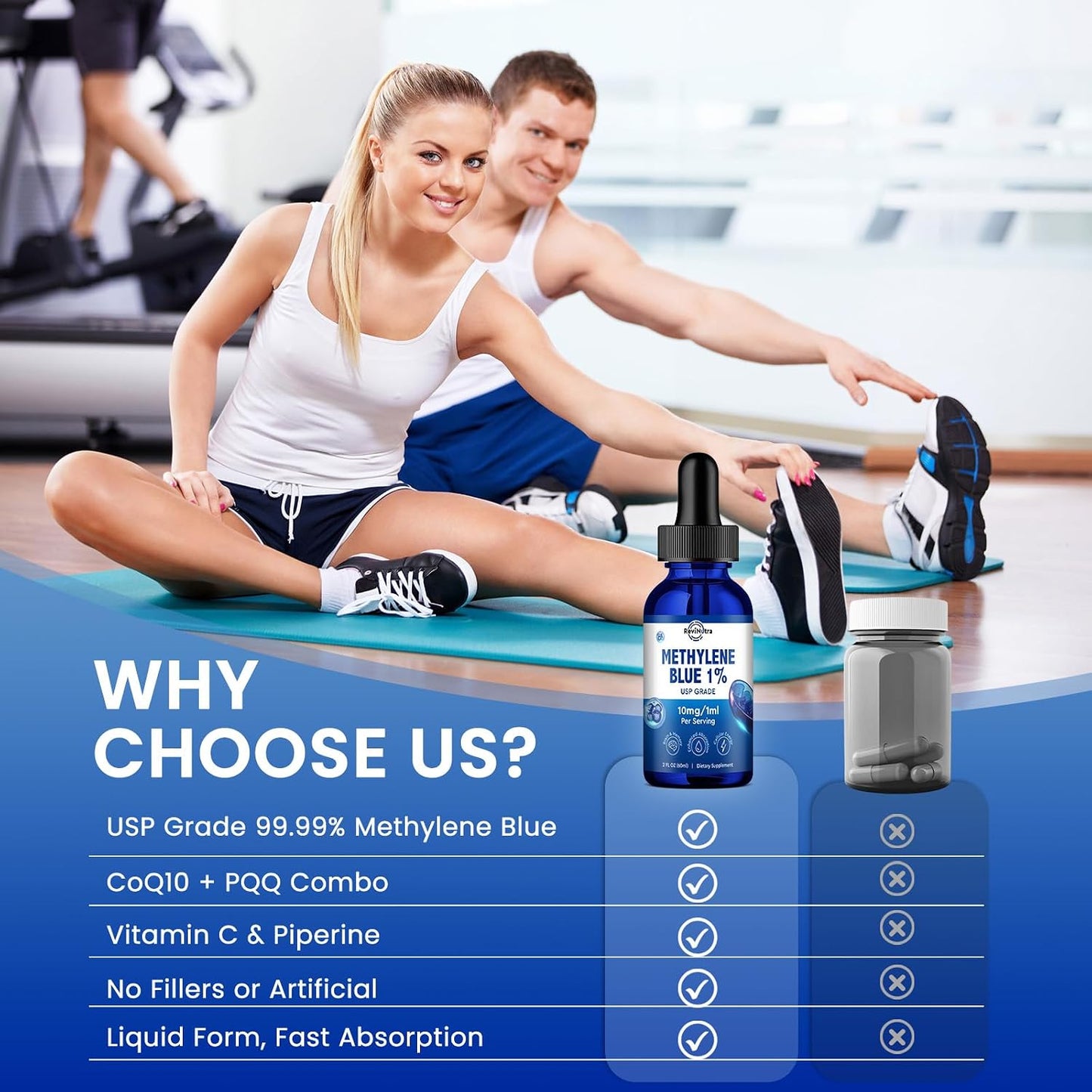 ReviNutra Methylene Blue Drops, USP Grade 1% with PQQ, CoQ10, Vitamin C & Piperine, 59 mL - görsel 5