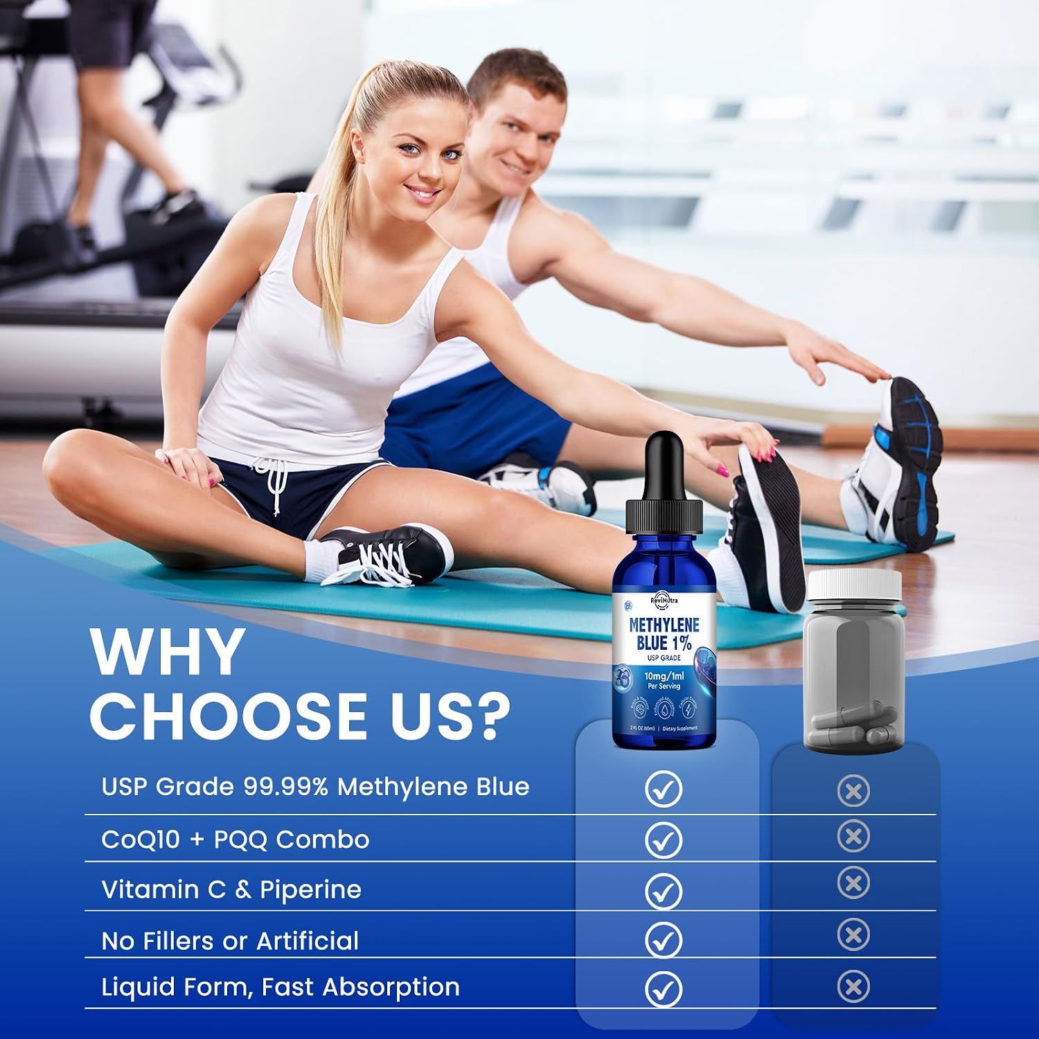 ReviNutra Methylene Blue Drops, USP Grade 1% with PQQ, CoQ10, Vitamin C & Piperine, 59 mL - görsel 5