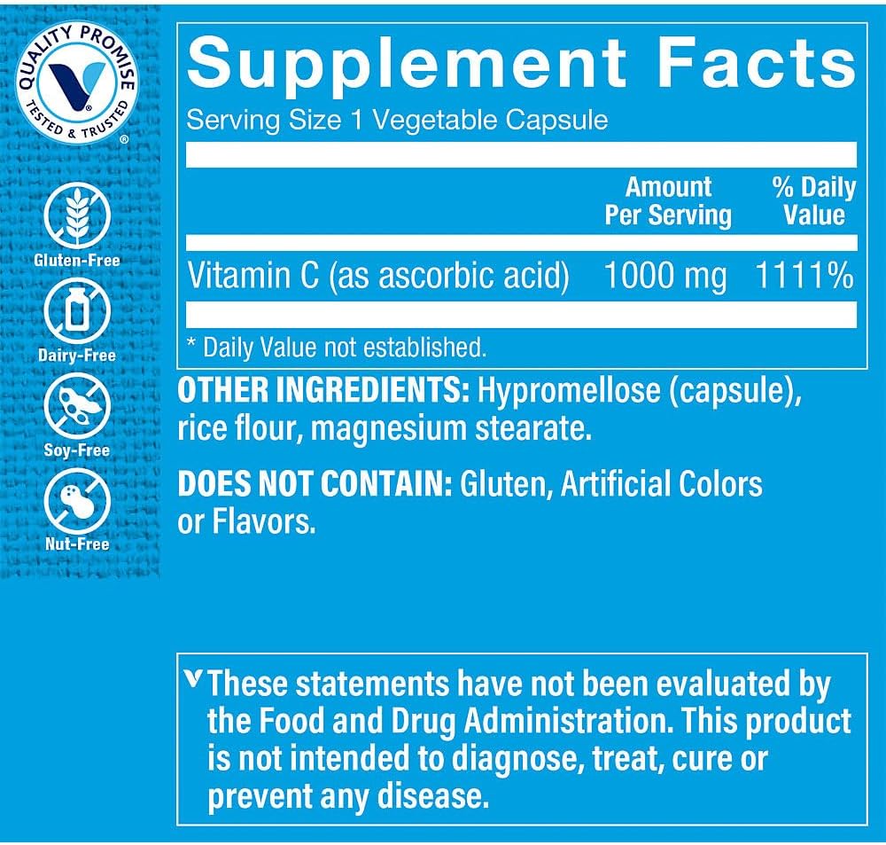 The Vitamin Shoppe Vitamin C 1000 mg - Immune Health & Antioxidant Support (300 Capsules) - görsel 2