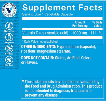 The Vitamin Shoppe Vitamin C 1000 mg - Immune Health & Antioxidant Support (300 Capsules)