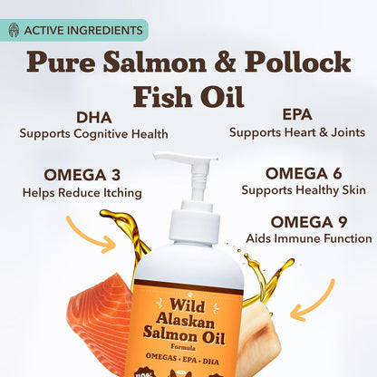 Natural Dog Company Wild Alaskan Salmon Oil for Dogs - Omega 3 Supplement with EPA & DHA, 473 ml