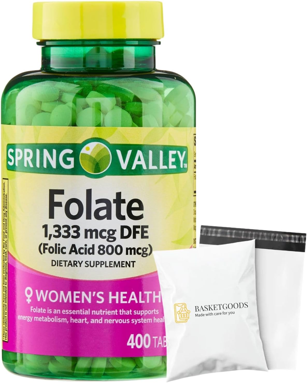 Spring Valley Folate Supplement, 1,333 mcg – Red blood cell formation: Helps maintain healthy oxygen transport – Image 1