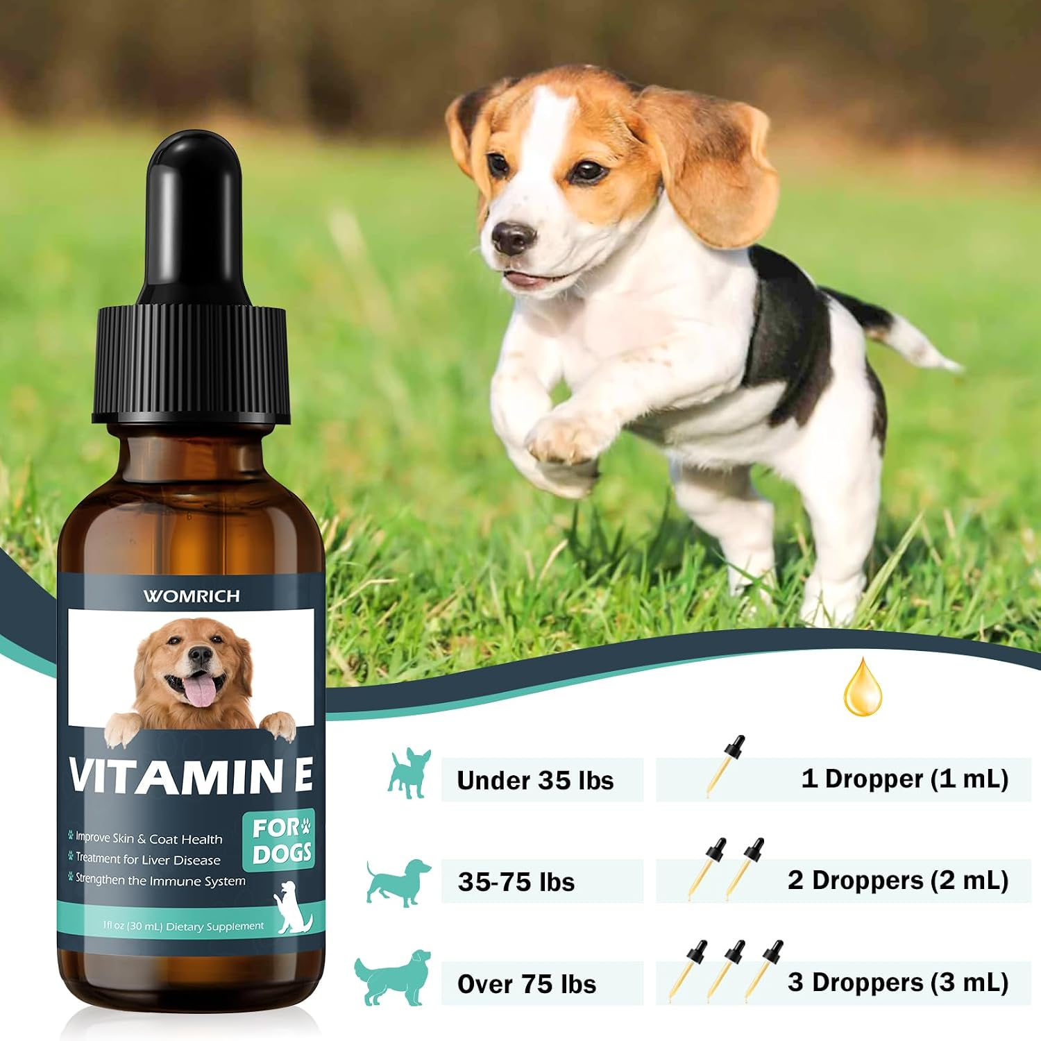 Vitamin E for Dogs - Vitamin E Oil for Dogs - Improve Skin & Coat Health, Support Joint Health, Treatment for Liver Disease, Strengthen Immune System - for All Ages and Breeds - 30 mL - görsel 3
