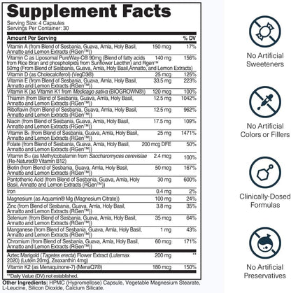 Transparent Labs Daily Multivitamin for Women's – Wholefood-Based, Vegan, Organic – 120 Capsules