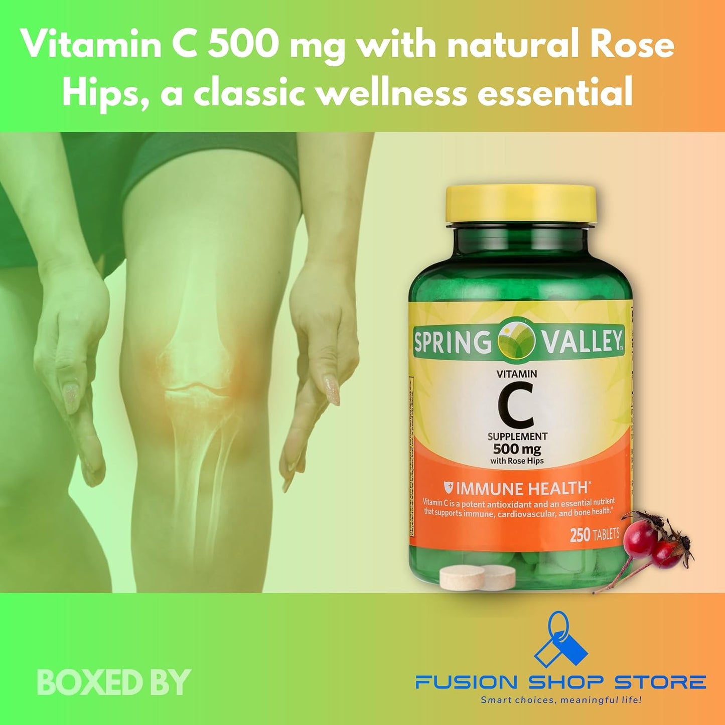 Vitamin C 500mg with Rose Hips, 250 Tablets - görsel 3