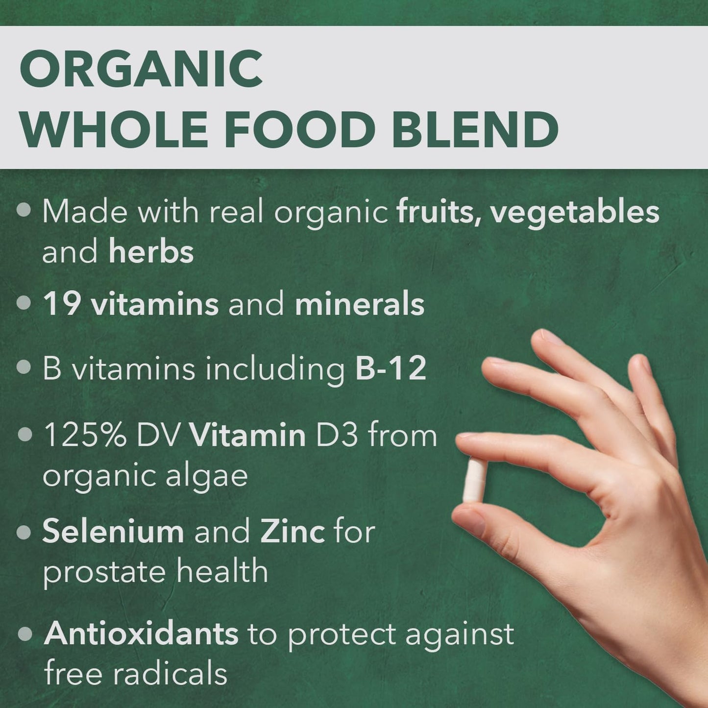 PlantFusion Organic Multivitamin for Men – Once Daily Wholefood Blend – Vegan, Non-GM, Gluten & Dairy-free – 30 Tablets - görsel 4