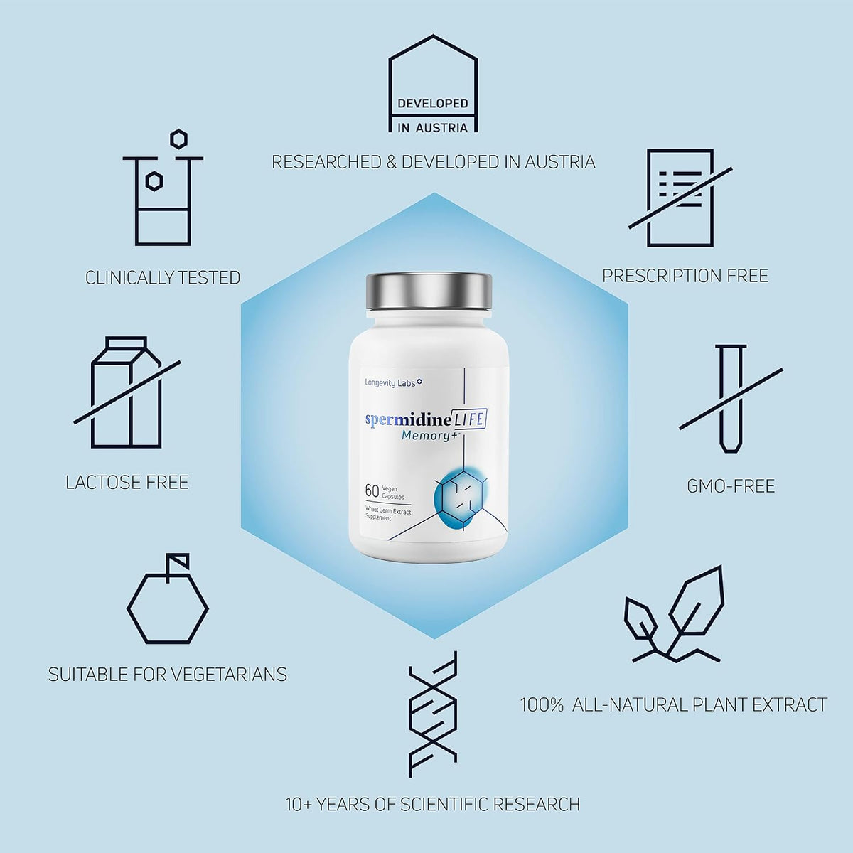 spermidineLIFE Memory+ 1300mg Natural – Dietary Preferences: Check for vegan, Non-GM, and allergen-free labels if – Image 4