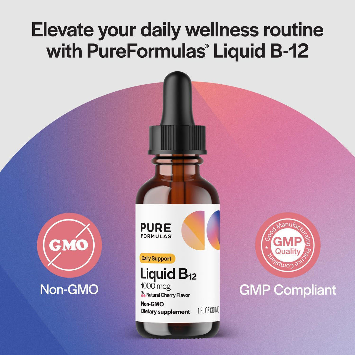 PureFormulas Liquid B12 1000 mcg – Natural Cherry Flavour Sublingual Drops, 30 mL – Image 3