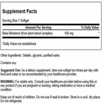 Swanson Beta Sitosterol – Plant Sterol Formula (160mg, 60 Softgels, 2-Pack)