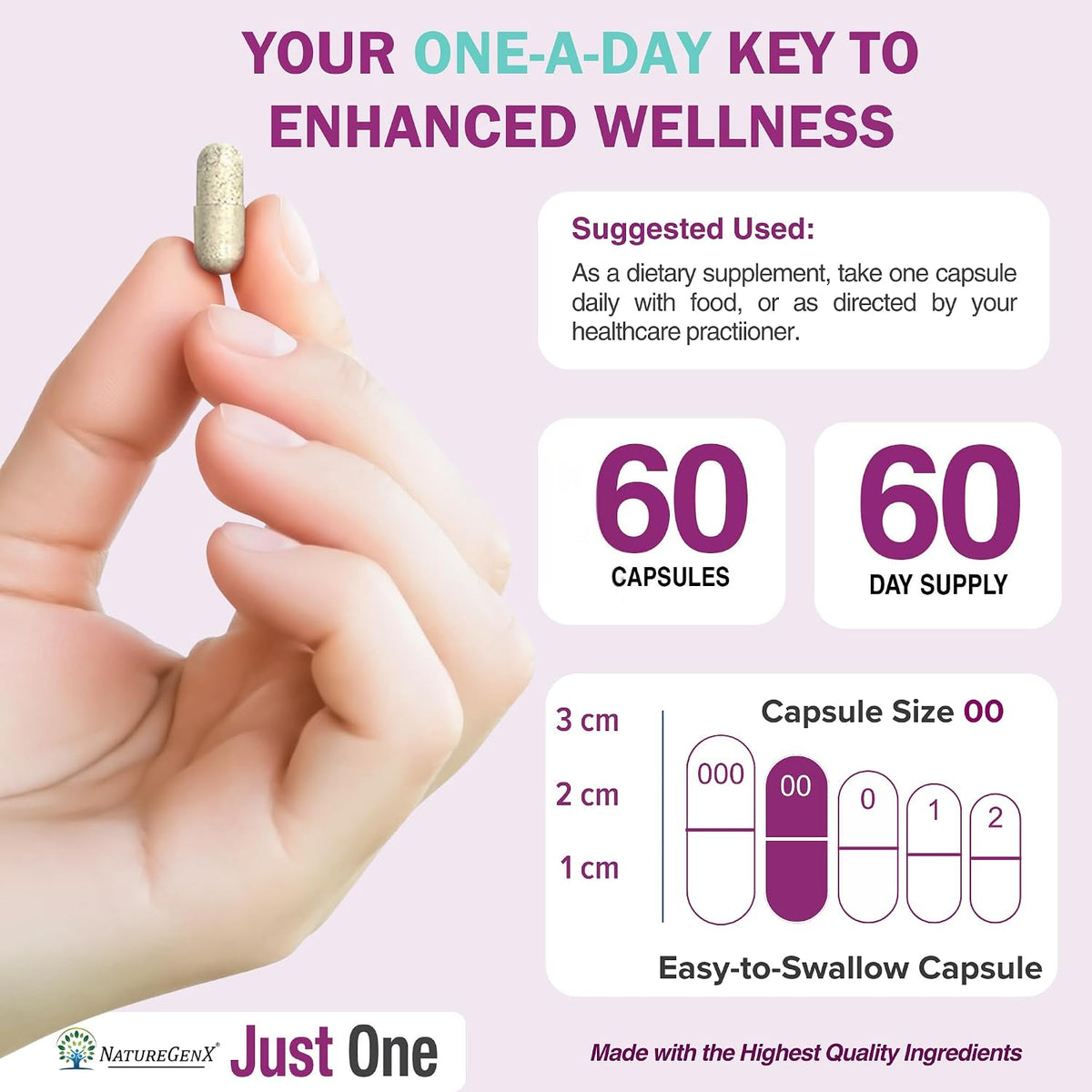 NatureGenX Just One Daily Methylated Multivitamin - Iron-Free, Methyl B12 & Quatrefolic Methylfolate, 120 Vegan Capsules – Image 7