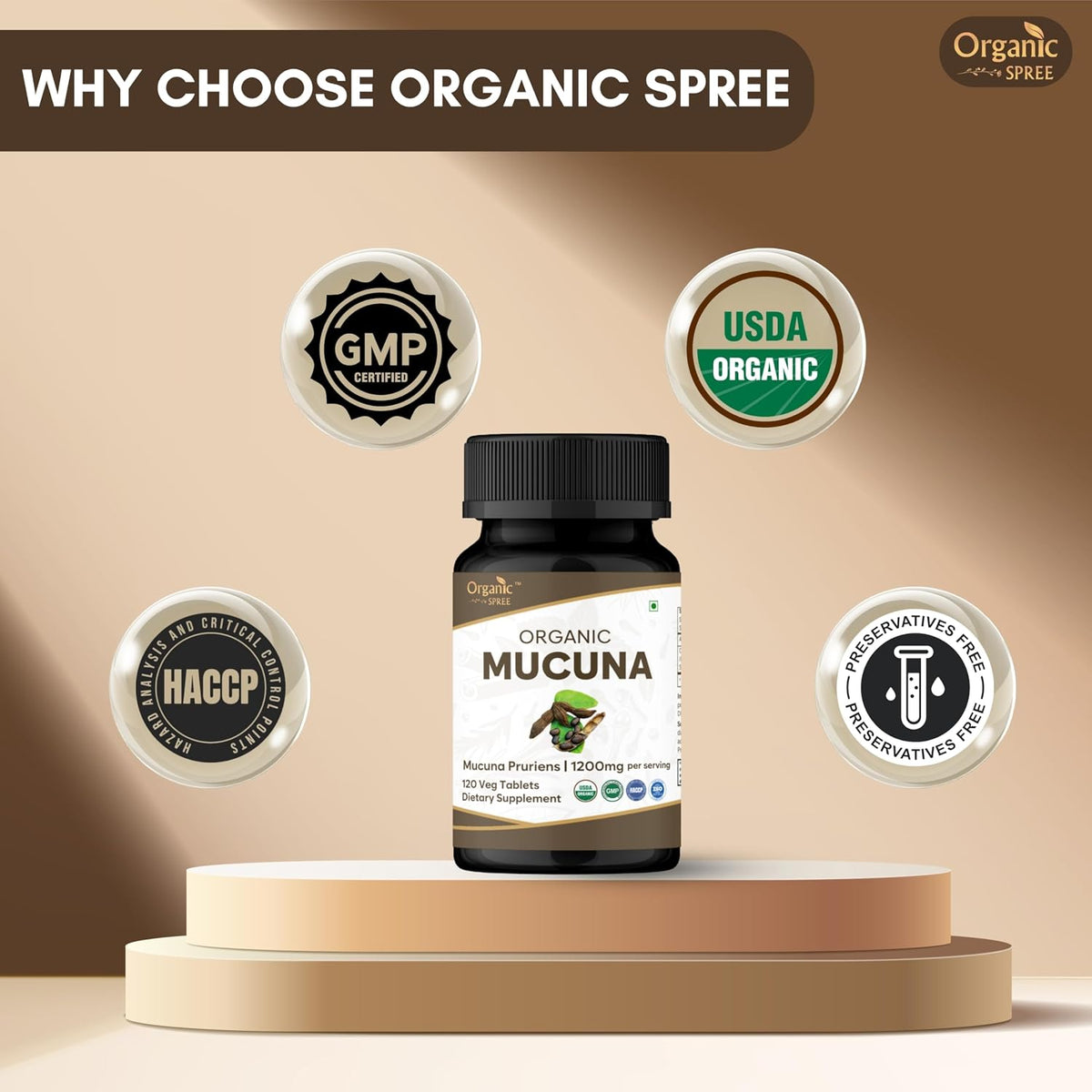 ORGANIC SPREE Mucuna Tablets - Certified – Manufacturing Standards: Made in a GMP-certified facility with – Image 6