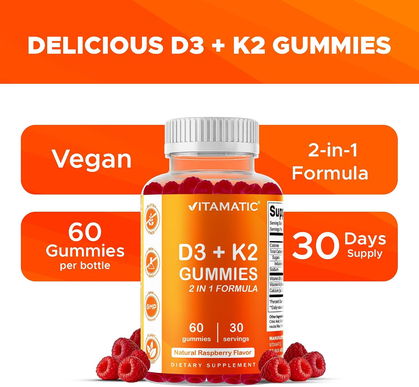 Vitamatic Vitamin D3 & K2 Gummies (2-Pack) – Bone, Heart & Immune Support - görsel 5