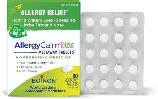 Boiron AllergyCalm Kids Tablets – 60 Pack – Multi-symptom relief: Targets sneezing, runny nose, itchy and watery – Image 1