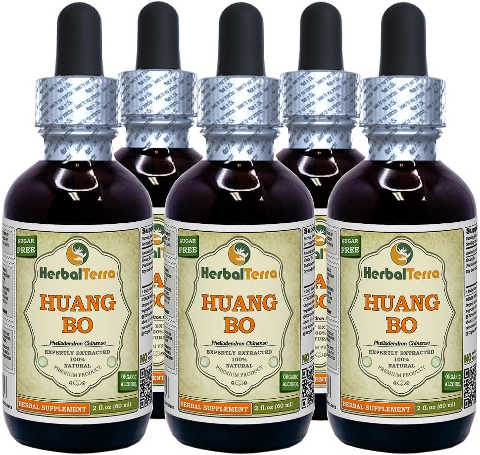 HerbalTerra Huang Bo (Phellodendron Chinense) Glycerite - Alcohol-Free Liquid Extract, 5x60 mL - görsel 3