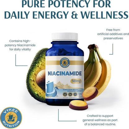 Vykee Nutrition Niacinamide Capsules - Vitamin B3 Supplement for Skin Wellbeing Cellular Energy and Metabolic Support - – Image 7
