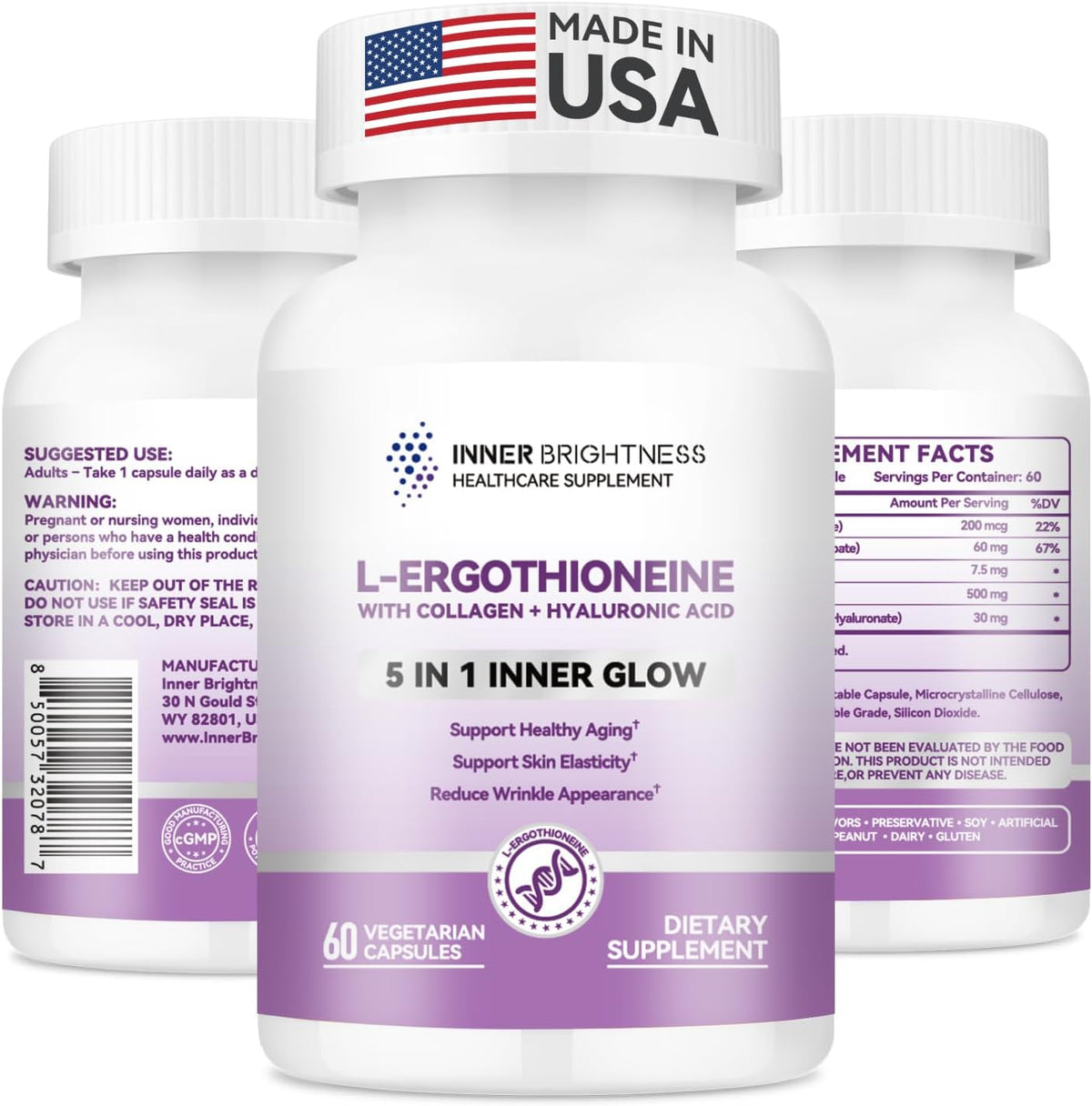 Inner Brightness L-Ergothioneine Supplements – Cellular Defence: L-Ergothioneine works via a unique mechanism to – Image 1
