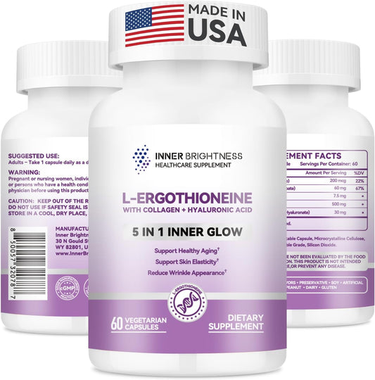 Inner Brightness L-Ergothioneine Supplements – Cellular Defence: L-Ergothioneine works via a unique mechanism to – Image 1