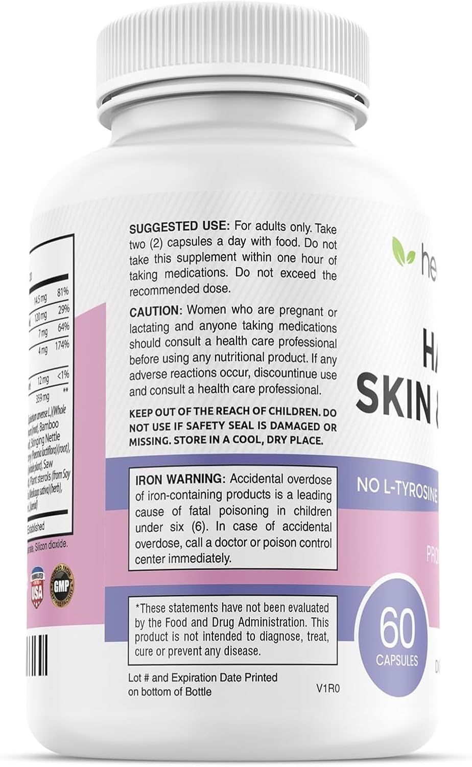 healblend Hair, Skin and Nails Vitamins for – Iron: Essential for oxygen transport to hair follicles and nail – Image 8