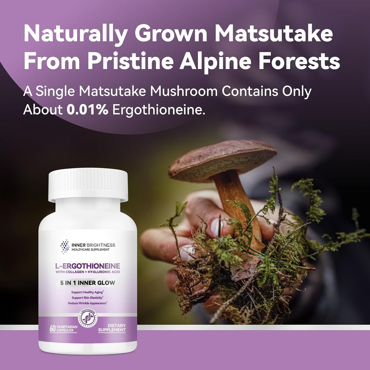 Inner Brightness L-Ergothioneine Supplements – Hydration from Within: Hyaluronic acid attracts moisture, – Image 4