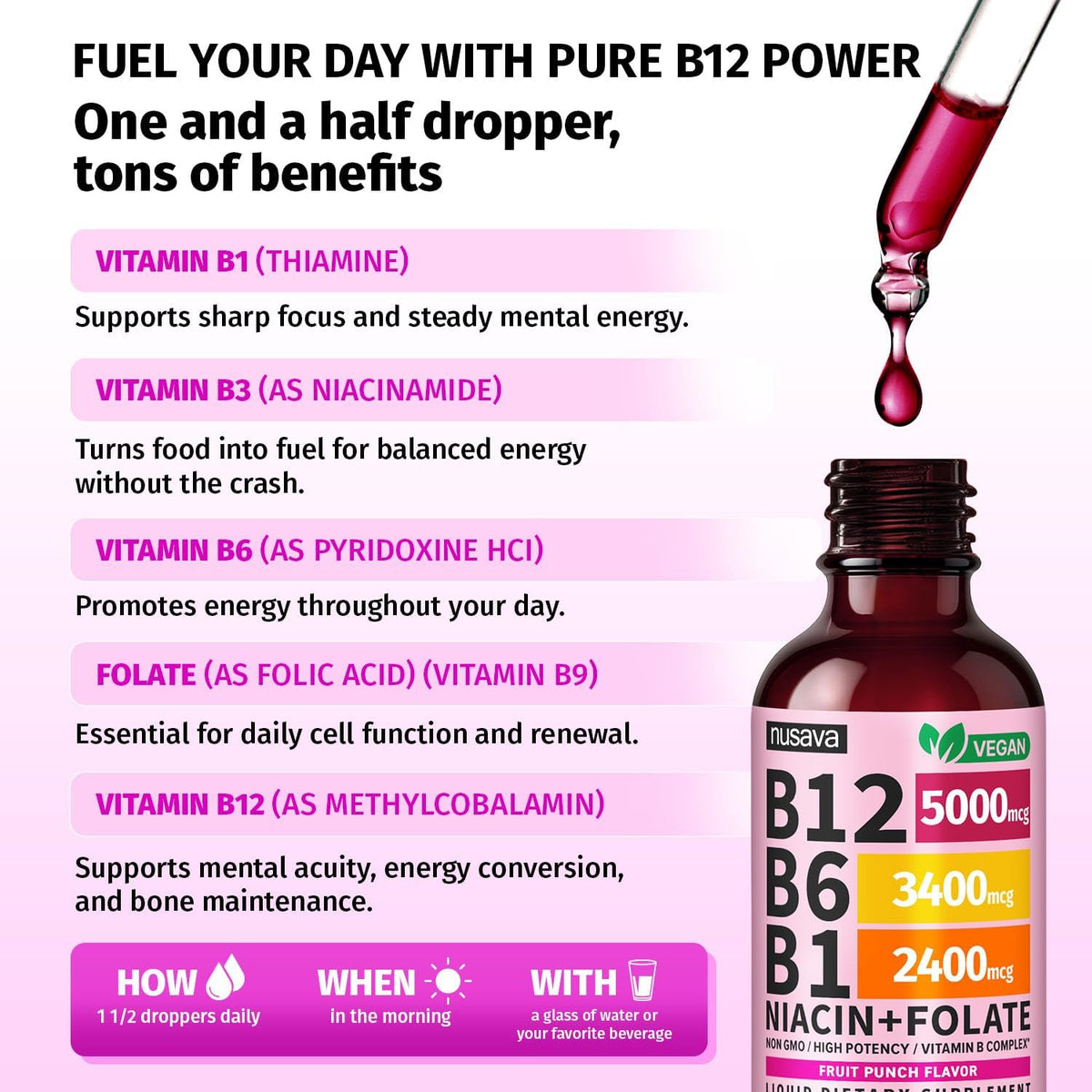 NUSAVA Vitamin B12 Liquid Drops 5000mcg - – Individuals with Digestive Conditions: Conditions like Crohn's, – Image 3