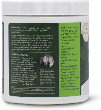 VIDAPURA Mighty Maca Plus by Dr. Anna Cabeca – Organic Superfood Greens Powder for Daily Energy & Vitality, Vegan & Alkalising, 60 Servings