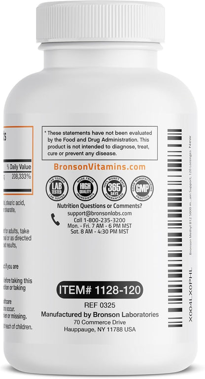 Bronson Methyl B12 5000 mcg Vitamin B12 – 5000 mcg of methylcobalamin per lozenge for potent support – Image 5