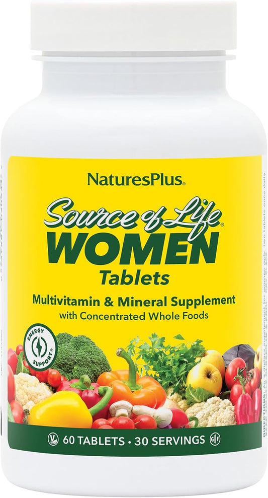 Nature's Plus Source of Life Women - Whole Food Multivitamin with Iron & Lutein - 60 Tablets – Image 1