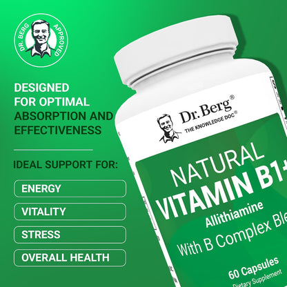 Dr. Berg Natural Vitamin B1, B6, B12 Complex with Allithiamine and Magnesium – 60 Capsules