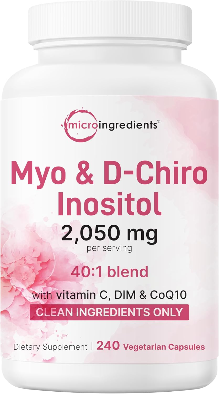 Myo-Inositol & D-Chiro Inositol 2,050mg | 240 Vegetable Capsules + Vitamin C, Folate, DIM, & CoQ10 | Inositol Supplement for Women's | 40:1 Ratio | Hormonal Balance & Ovarian Support | Filler Free - görsel 1
