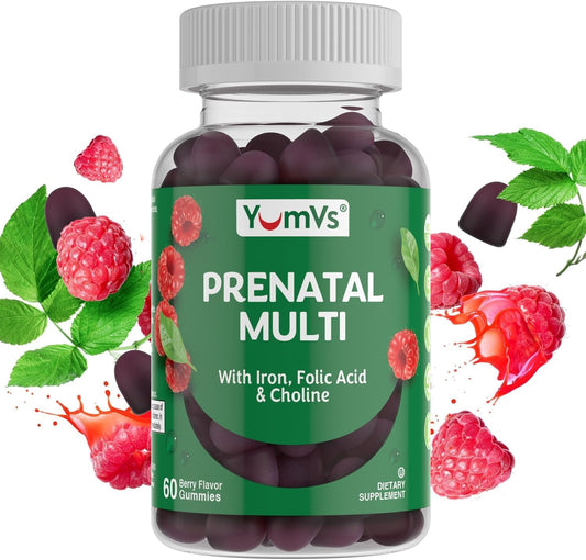 YumVs Prenatal Gummies for Women's - with Folic Acid, Iron & Choline - 60 Count – Image 1