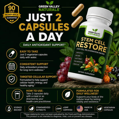 Stem Cell Restore | Cellular Support & Healthy Ageing Antioxidant Supplement with CyanthOx™ 30