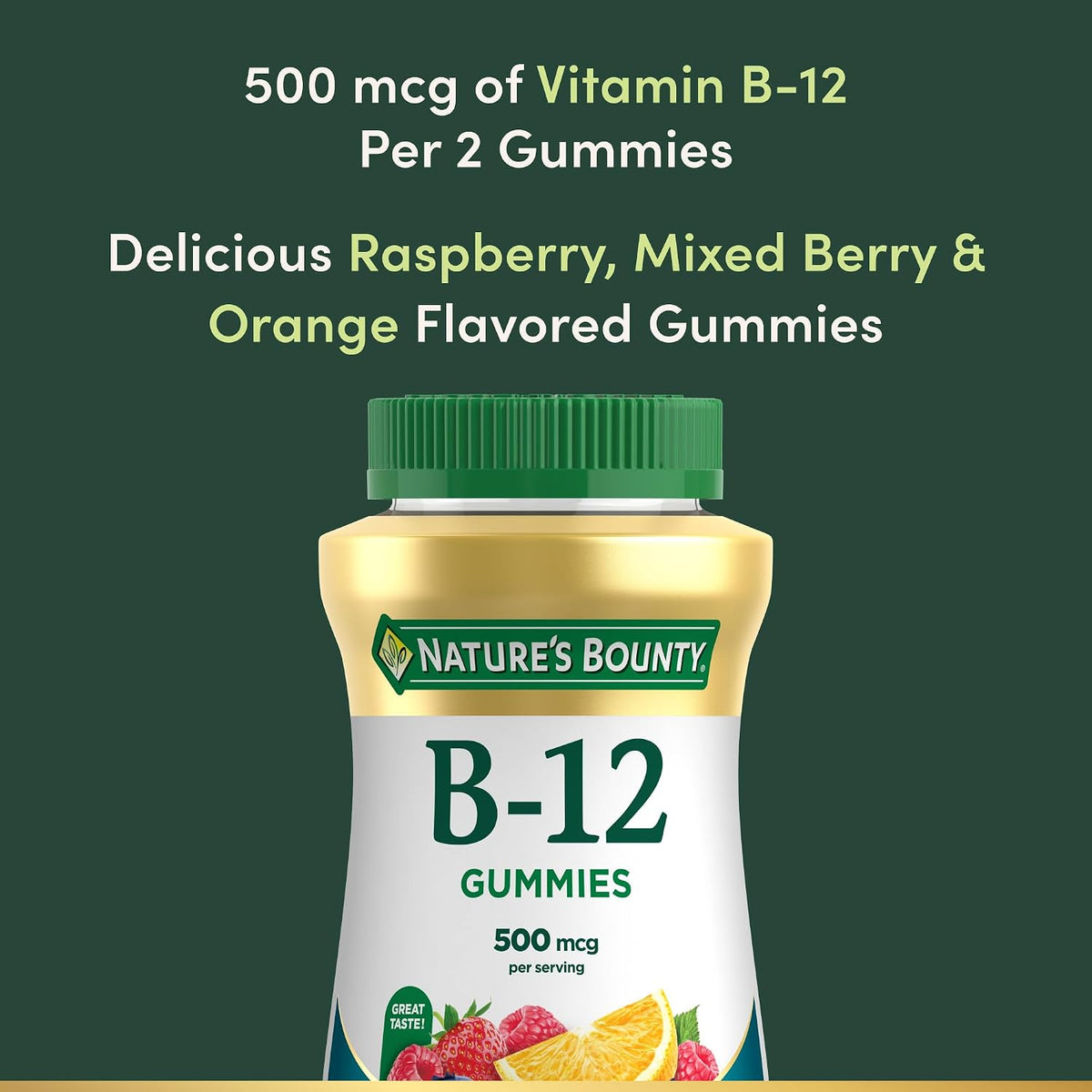 Nature's Bounty Vitamin B12 Gummies, Dietary – Heart Health : Together with other B vitamins, B12 helps keep – Image 3