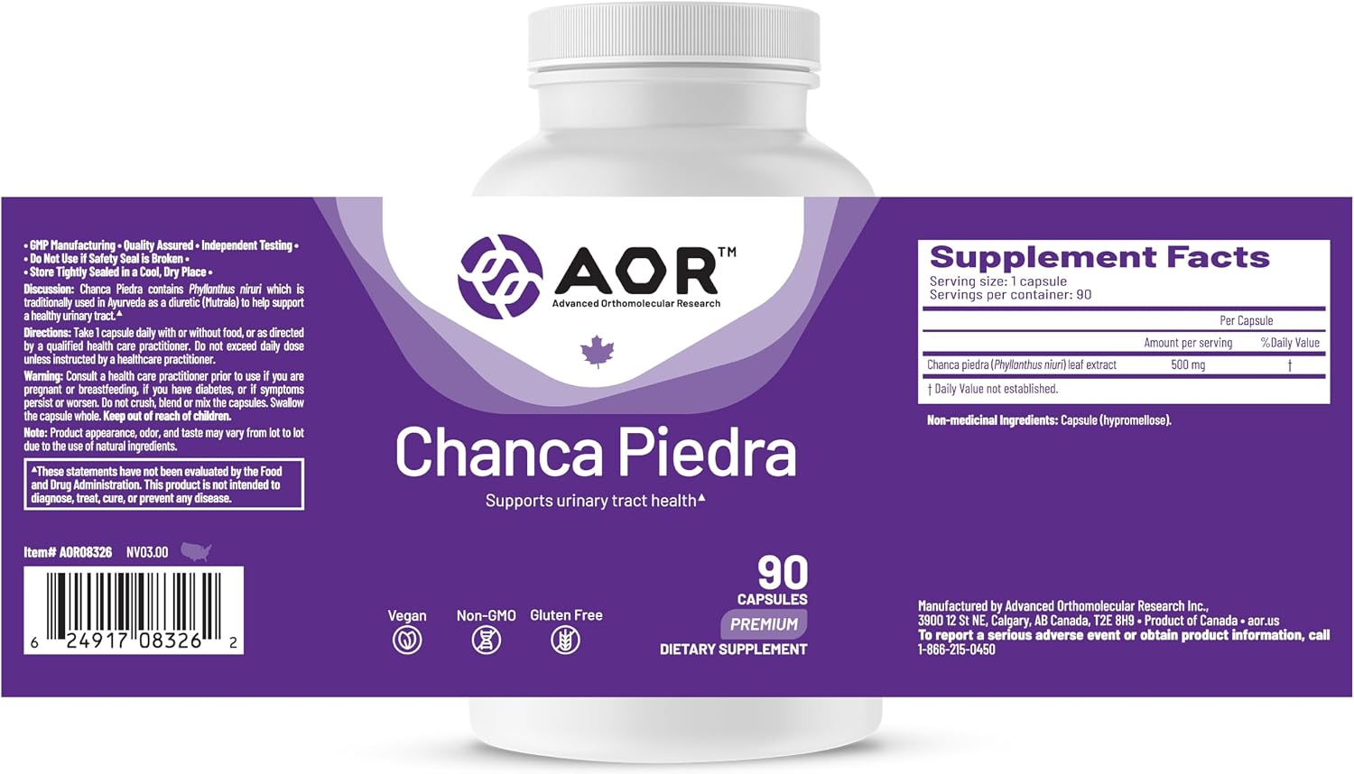 AOR Chanca Piedra 500 mg - 90 Vegan Capsules - görsel 9