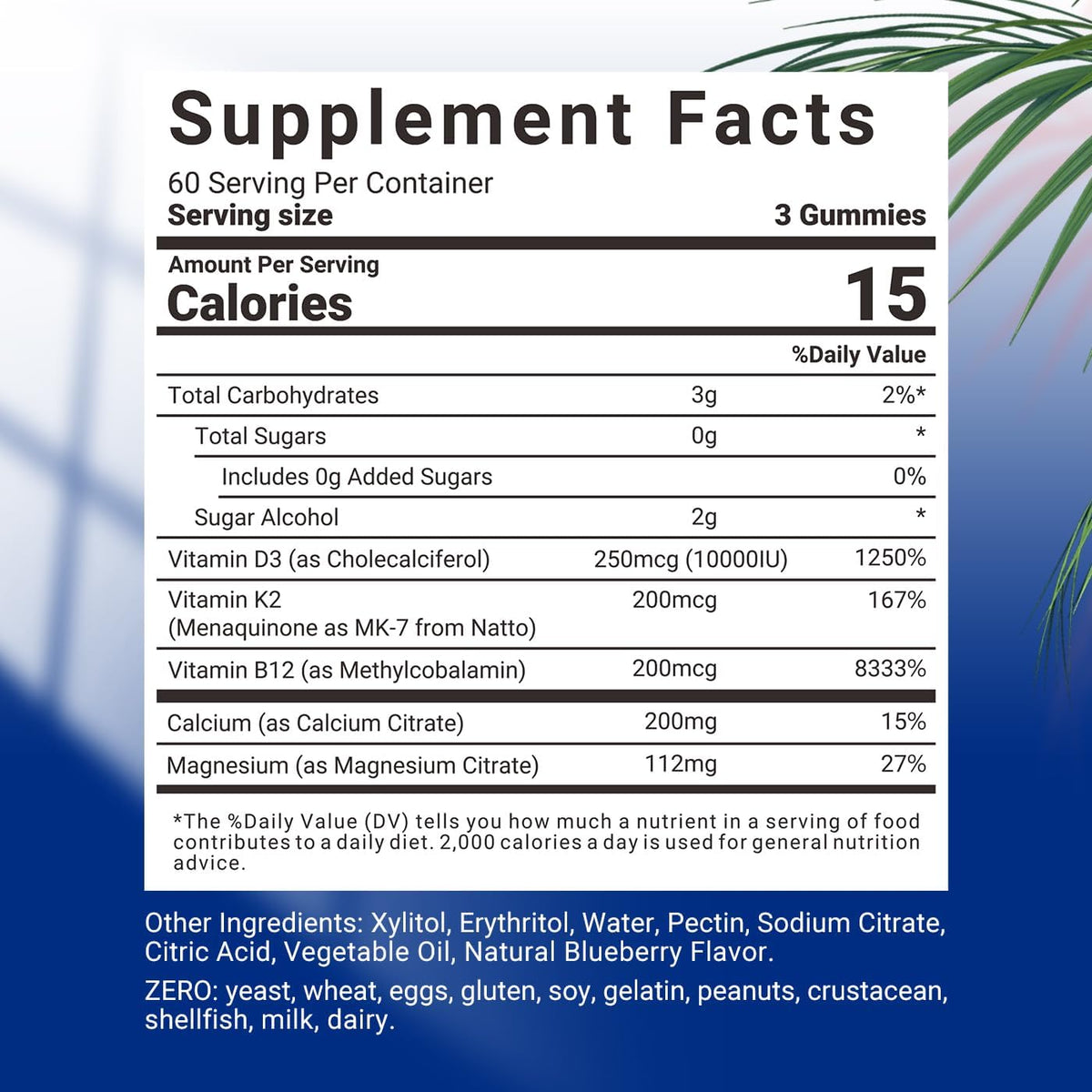 Sugar-free Vitamin D3 K2 Gummies, 10000 IU – Muscle Function: Vitamin D3 and calcium play essential roles in – Image 6