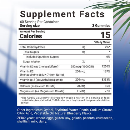 Sugar-free Vitamin D3 K2 Gummies, 10000 IU – Muscle Function: Vitamin D3 and calcium play essential roles in – Image 6