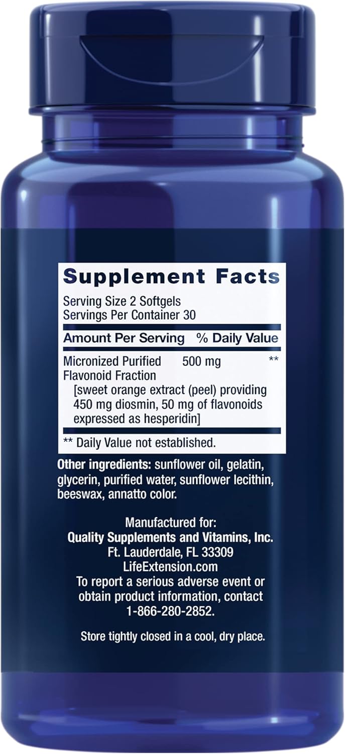 Life Extension Youthful Legs, Blood Flow, Vein Support, Circulation Supplement, Leg Health, Orange Peel Extract, Diosmin, Gluten free, Non-GM, 60 Softgels - görsel 2