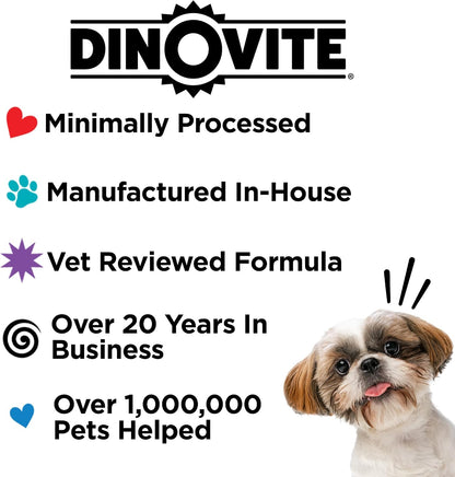 Dinovite Probiotics for Dogs, Probiotic Powder Food Topper for Large Dogs (over 20 kg), Daily Digestive Health & Skin Support with Omega-3s, 30 Servings