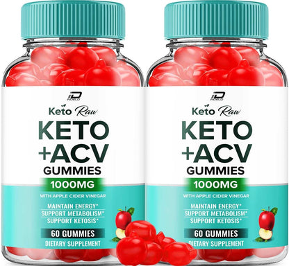 Keto Raw ACV Gummies Supplement – Apple Cider Vinegar 1000mg + Vitamin B12 (2 Pack, 120 Gummies) – Image 1