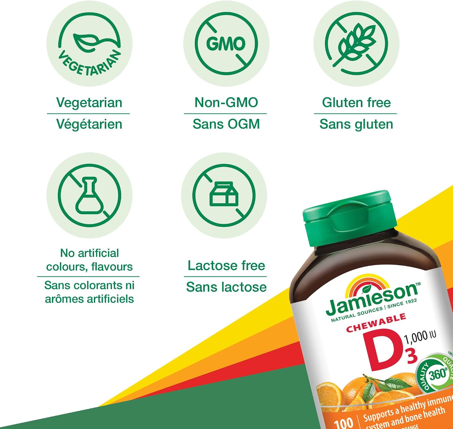 Jamieson Natural Tangy Orange Chewable Vitamin D 1000IU 100 tablets - görsel 4