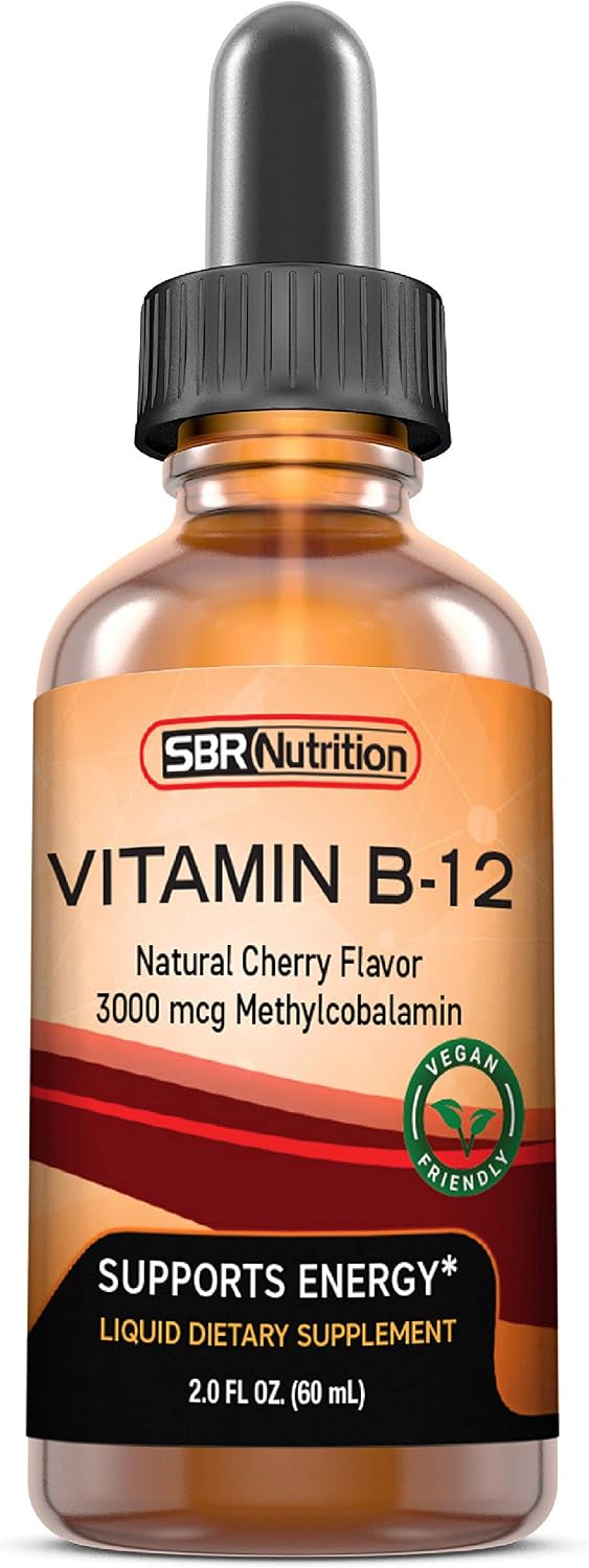 SBR Nutrition Vitamin B12 Sublingual Liquid Drops - Methylcobalamin, 3000mcg, Vegan, Non-GM - görsel 1