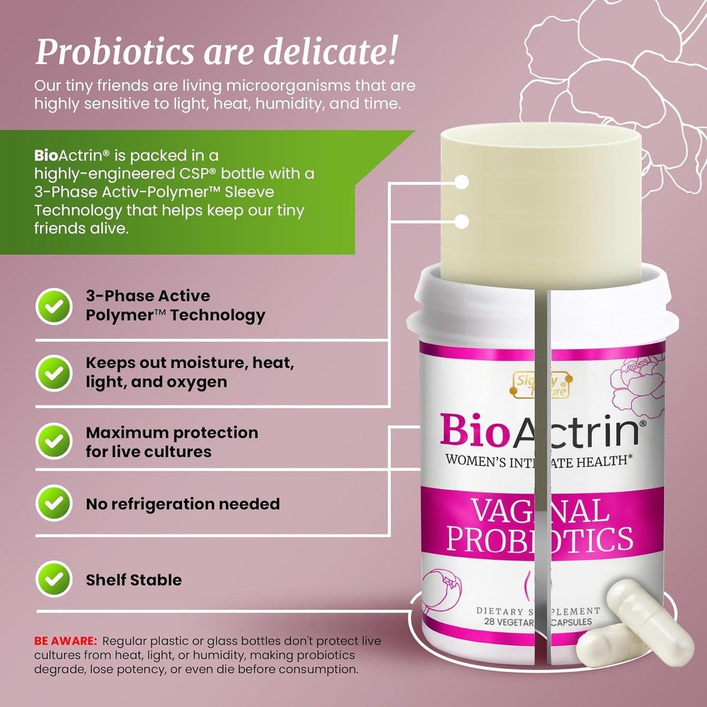 SIGNIFY NATURE Bioactrin Vaginal Probiotics – Bacterial Vaginosis & Yeast Infection Support – 28 Capsules - görsel 4