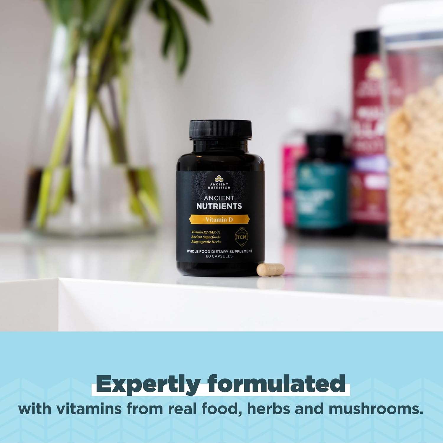 Ancient Nutrition Vitamin D Supplement, 5,000 IU for Immune Support, Made from Bone Broth and Mushroom Extract, Paleo and Keto Friendly, 60 Capsules - görsel 4
