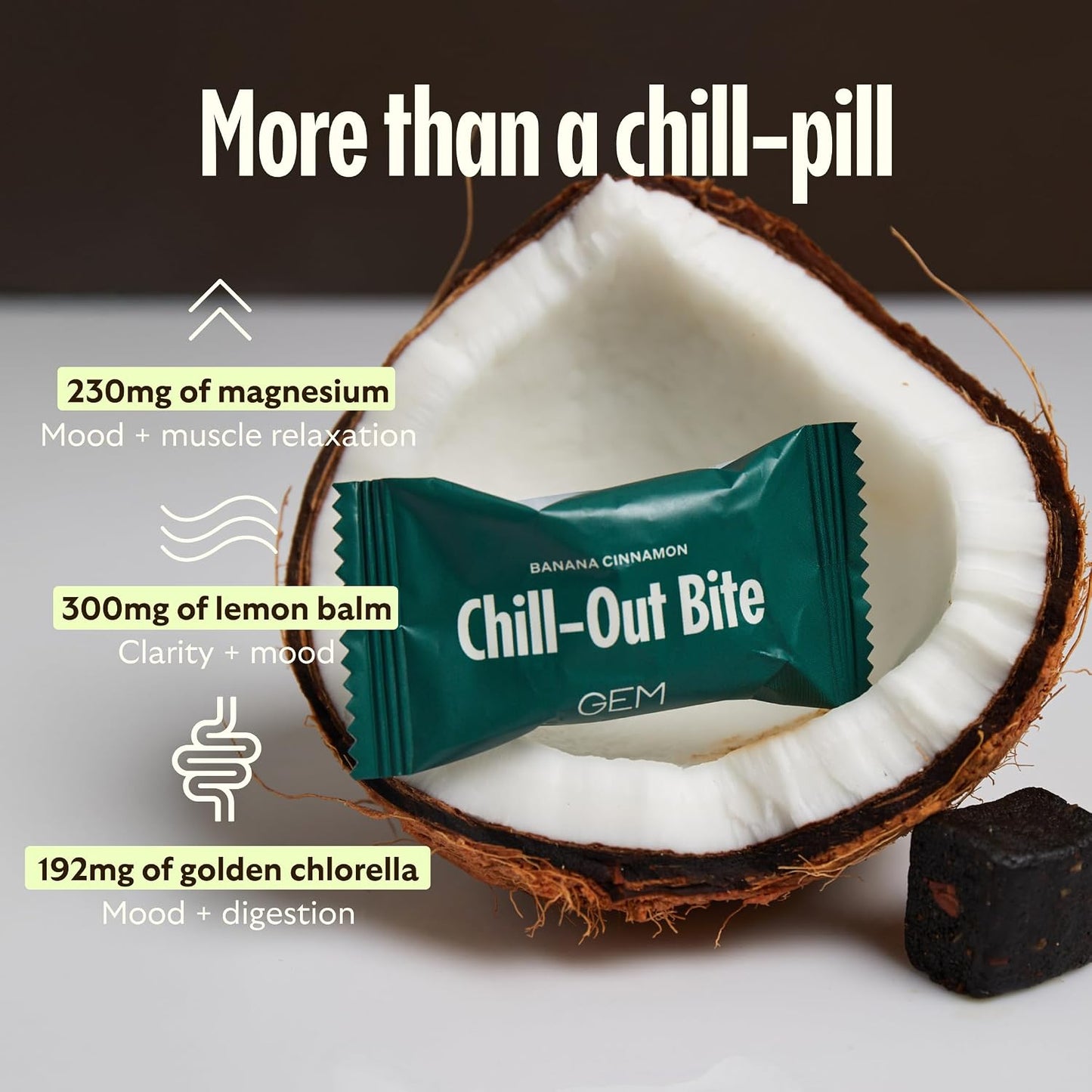 GEM Calm Bite - Banana Cinnamon | Magnesium L-Threonate, Golden Chlorella, Lemon Balm | Supports Calm Mind & Clarity | 7 Count - görsel 4
