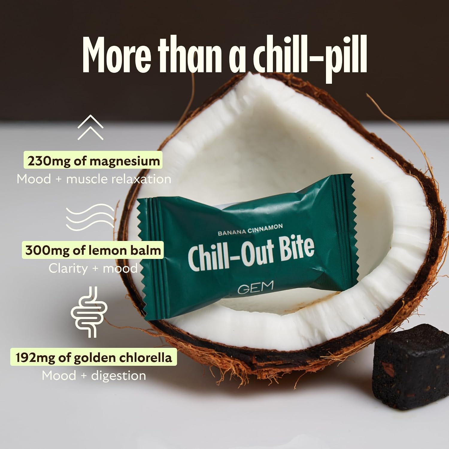 GEM Calm Bite - Banana Cinnamon | Magnesium L-Threonate, Golden Chlorella, Lemon Balm | Supports Calm Mind & Clarity | 7 Count - görsel 4