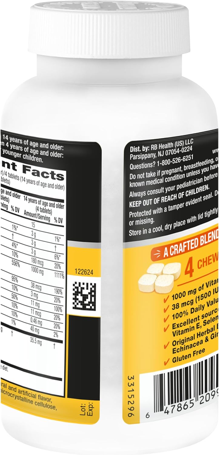 Airborne 1000mg Vitamin C + Zinc Immune Support Chewable Tablets, Citrus Flavour (116 Count) - görsel 3