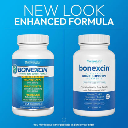Bonexcin Advanced Bone Support – Calcium, Magnesium, D3 & K2 – Bone Density Supplement – 90 Capsules