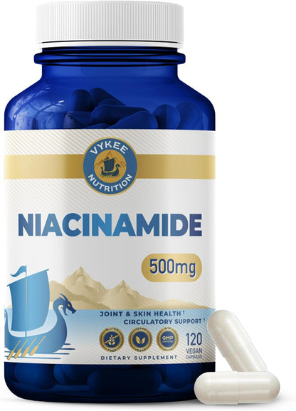 Vykee Nutrition Niacinamide Capsules - Vitamin B3 Supplement for Skin Wellbeing Cellular Energy and Metabolic Support - – Image 1