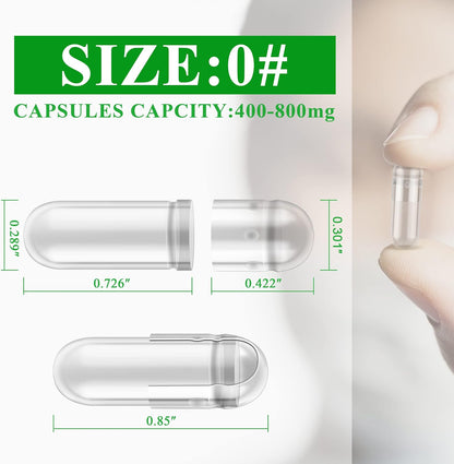wananfu Size 0 Empty Vegetarian Capsules (100 Count) with Micro Lab Spoon